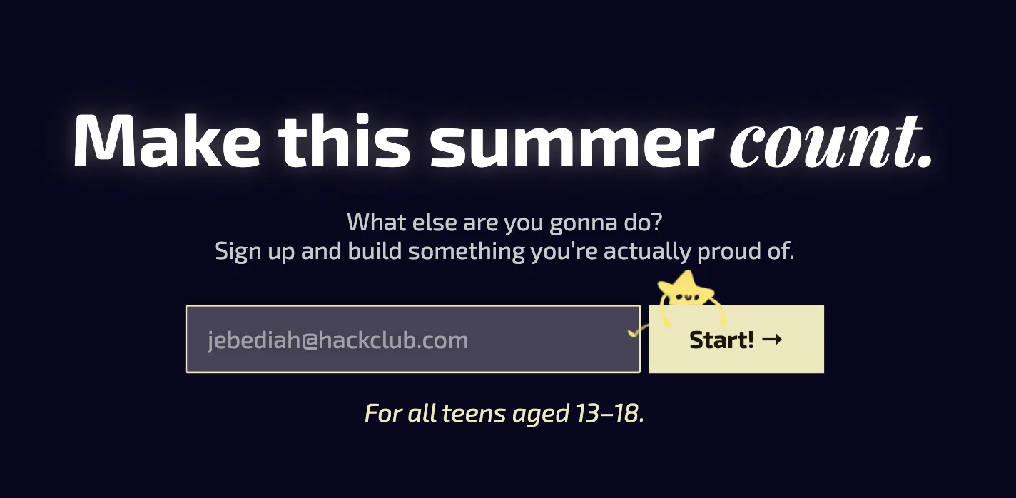 Make this summer count — final call-to-action on the landing page